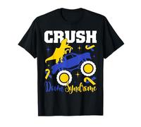 Crush Down Syndrome T Rex Riding Monster Truck T21 Boys Kids T-Shirt