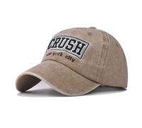Crush Embroidered Baseball Cap Classic Vintage Cotton Cap Neutral Baseball Cap Outdoor Cap, Khaki, L