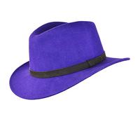 Crushable Hand Made Fedora Trilby Hat with Leather Type Band 100% Wool (Large, Purple)