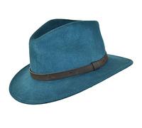 Crushable Hand Made Fedora Trilby Hat with Leather Type Band 100% Wool (Small, Teal)