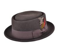 Crushable Wool Felt Round Pork Pie Hat Brown Small (55cm)