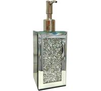 Crushed Crystal Diamond Silver Mirrored Glass Soap Dispenser, 18.7 x 6 cm
