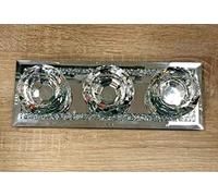 Crushed Crystal Triple Tealight 3 Candle Holder Decor Plate Home New