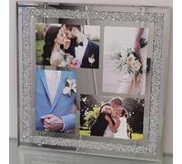 Crushed Crystals Photo Frame Silver Mirrored Crushed 6X4 Hold 4 Picture