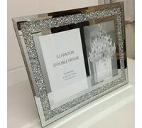 Crushed Crystals Photo Frame Silver Mirrored Crushed (Double Picture Frame)
