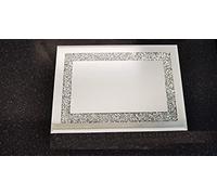 Crushed Diamante Mirrored Crystal Candle Rectangle Plate Candle Holder Loose Jewel Border Candle Holder an Elegant Addition to Your Home- (20x30cm)