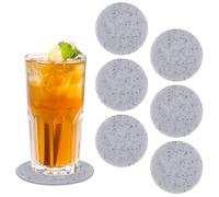 Crushed Diamond Acrylic Coaster, 6 Pieces, 3.7 Inch Round, Heat Resistant, Anti Slip, Durable Cup Mats for Home, Party, Festival Decoration (Gray)