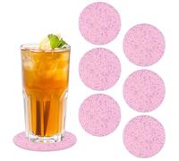 Crushed Diamond Acrylic Coaster, 6 Pieces, 3.7 Inch Round, Heat Resistant, Anti Slip, Durable Cup Mats for Home, Party, Festival Decoration (Pink)