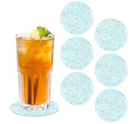 Crushed Diamond Acrylic Coaster, 6 Pieces, 3.7 Inch Round, Heat Resistant, Anti Slip, Durable Cup Mats for Home, Party, Festival Decoration (Cyan)