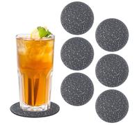 Crushed Diamond Acrylic Coaster, 6 Pieces, 3.7 Inch Round, Heat Resistant, Anti Slip, Durable Cup Mats for Home, Party, Festival Decoration (Black)