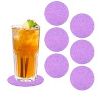 Crushed Diamond Acrylic Coaster, 6 Pieces, 3.7 Inch Round, Heat Resistant, Anti Slip, Durable Cup Mats for Home, Party, Festival Decoration (Purple)