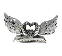 Crushed Diamond Angel Wings with Shelf Sitter Ornament, Crystal Silver Sparkle Bling Slogan Wings, Decorative Sculpture Ornaments (Choose Design) (Slogan Wings)