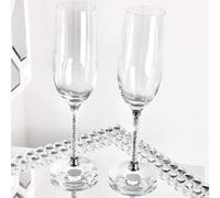 Crushed Diamond Champagne Glasses Set of 2, Crystal-Filled, Sparkling Pair for Any Occasion