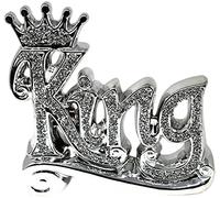 Crushed Diamond Crystal Ceramic King Letters, 20cm, Silver Mirror Glass Home Decoration