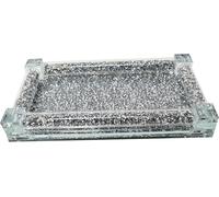 Crushed Diamond Crystal Filled Salt and Pepper Tray- Silver Sparkle Tray- Crushed Diamond Kitchen Accessories - Ideal for Gifting