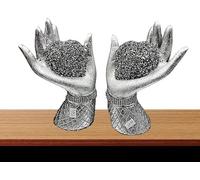 Crushed Diamond Crystal Heart In Hand Ornament, Silver, Diamante, Home Decor Gift, Tabletop Statue, Wedding, Anniversary Present (20cm, Crystal Heart In Hand)