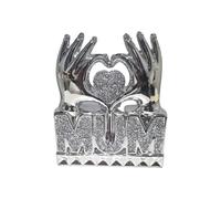 Crushed Diamond Crystal Mum Heart Hand Ornament, Silver, 31cm