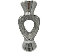 Crushed Diamond Crystal Sparkly Silver Chrome Flower Vase, Crushed Mirrored Home Table Glitter Centerpiece Ornament for Living Room Décor - 40cm Tall