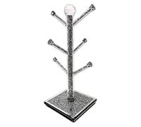 Crushed Diamond Cup Holder 40cm, Silver Glass Sparkle, Home Decoration
