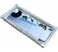 Crushed Diamond Decor Serving Tray Trimmings Mirror Crystal Filled Diamond Kitchen Silver, Luxury Serving Platters & Desserts, Diamante Kitchen Accessories, Size: 38 x 18 cms