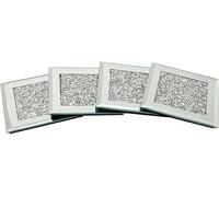 Crushed Diamond Glass Coasters, 4 Pieces, 4 x 4 cm, Silver Bling Square Decor