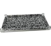 Crushed Diamond Glass Sparkle Ornament, Bling Gift, Home Decor, Black and Silver Kitchen Tray Organiser Rack