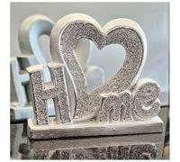DEENZ Silver Crushed Diamond Home Sign With Heart Jewel Home Letters Home Decor Ornament Handmade Craft Home Decor, Wedding Anniversary, Birthday Present, Gift For Your Love