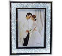 Crushed Diamond Home Signature Collection Photo Frame, 8x10 Inches, Silver Glitter, Crystal, Glass Mirror