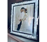 Crushed Diamond Home Signature Collection Photo Frame, 8x10 Inches, Silver Glitter, Crystal, Glass Mirror