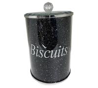Crushed Diamond Kitchen Storage Jar, Large Biscuit Tin, Black Sparkly Finish