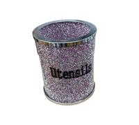 Crushed Diamond Kitchen Utensil Holder, Pink 16cm