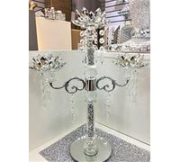 Crushed Diamond Lotus Crystal Candelabra 3 Cup Candle Holder Flower Tealights Centerpiece