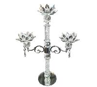 Crushed Diamond Lotus Crystal Candle Holder - Set of 3 Tealight Holders, 35cm Elegant Flower Candelabra, Sparkling Silver Crystal-Filled Centerpiece, Home Decor, Wedding, Birthday & Party Ornament
