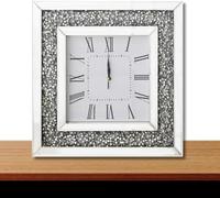 Crushed Diamond Mirror Wall Clock, 35x35cm, Crystal Jewel, Quartz Movement, Glass Finish, for Home/Office/Living Room/Bedroom Decor
