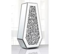Crushed Diamond Mirrored Vase, 30cm Tall, Silver Glass Flower Vase, Bling Crystal Decorative Centrepiece