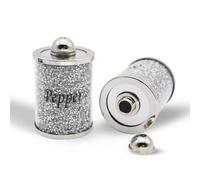 Crushed Diamond Salt & Pepper Shaker Set, 2 Pieces, Modern Farmhouse Decor, Crystal Glass, Silver, 12cm