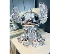 Crushed Diamond Silver Crystal Disney Stitch Ceramic Sparkly Ornament, Shelf Sitter Figurine - 30cm