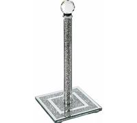 CRUSHED DIAMOND SILVER CRYSTAL FILLED KITCHEN ROLL HOLDER TISSUE