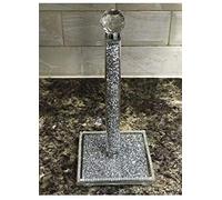 Crushed Diamond Silver Crystal Filled Kitchen Table Mat/Salt & Pepper/Tray/Coaster/Cannister/Bread Bin/Chopping Board (Kitchen Roll Holder- Silver)