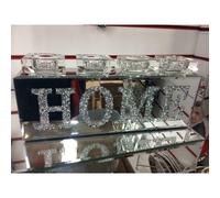 CRUSHED DIAMOND SILVER CRYSTAL LOVE & HOME TEALIGHT HOLDER NEW UK