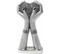 Crushed Diamond Silver Heart Hand Love Figurine, Decorative Luxury Crystal Ornament, 25 cm