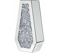 Crushed Diamond Silver Mirror Vase, 40cm Tall, Crystal Glass Centrepiece for Luxury Design for Home,Wedding, and Event Décor
