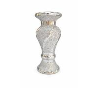 Crushed Diamond Silver Sparkle Vase 30cm Handmade Mosaic Mirrored Floral Pot Bling Crystal Flower Vase Ornament Elegant Crushed Diamante Display for Home Decor, Living Room, Wedding Centrepiece