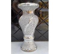 Crushed Diamond Silver Sparkle Vase 30cm Handmade Mosaic Mirrored Floral Pot Bling Crystal Flower Vase Ornament Elegant Crushed Diamante Display for Home Decor, Living Room, Wedding Centrepiece