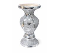 Crushed Diamond Silver Sparkle Vase - 30cm Tall Mirrored Floor Flower Pot, Handmade Crystal Mosaic Ceramic Design, Elegant Bling Ornament for Home Decor, Table Centerpiece, Gift