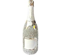 Crushed Diamond Sparkle Bottle Ornament, Large Crystal Glitter Sparkly Bottle Home Decoration, Silver, 30cm