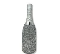 Crushed Diamond Sparkle Bottle Ornament, Large Crystal Glitter Sparkly Bottle Home Decoration (Silver)
