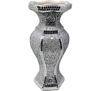 Crushed Diamond Sparkle Vase, 30cm, Silver Ceramic Floral Sculpture, Glittering Mirrored Centrepiece