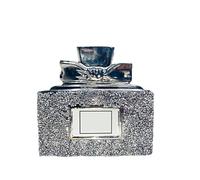 Crushed Diamond Sparkly Perfume Bottle Ornament Shelf Sitter, Luxury Silver, Empty, Refillable, Crystal Glass, Handmade, Home Decor, Gift