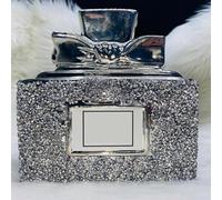 Crushed Diamond Sparkly Perfume Bottle Ornament Shelf Sitter Md Silver